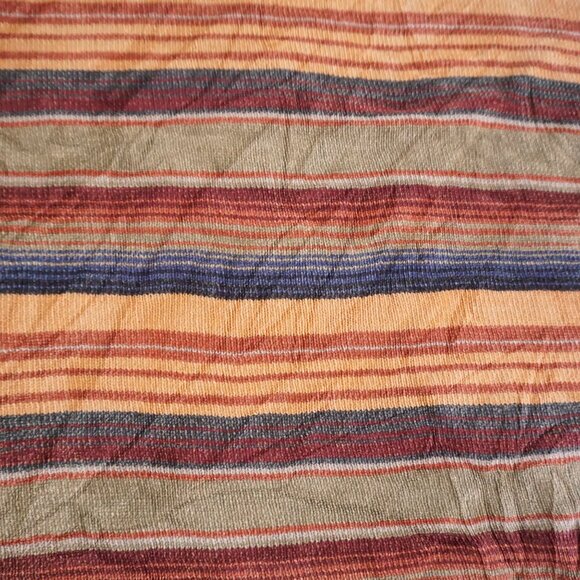 Geoffrey Beene Green Orange Striped Biggie Eclectic 100% Cotton Knit Sweater L - Picture 8 of 9